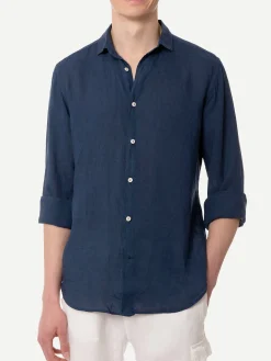 Camicia da uomo Pamplona in lino blu navy