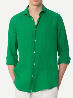 Camicia da uomo Pamplona in lino verde