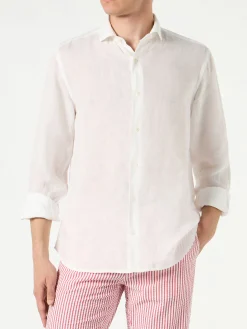 Camicia da uomo Pamplona in lino bianco