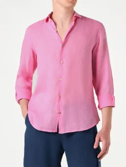Camicia da uomo Pamplona in lino rosa