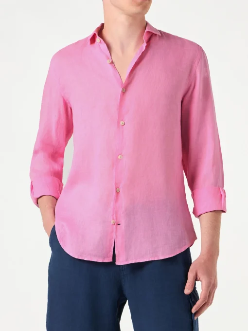 Camicia da uomo Pamplona in lino rosa