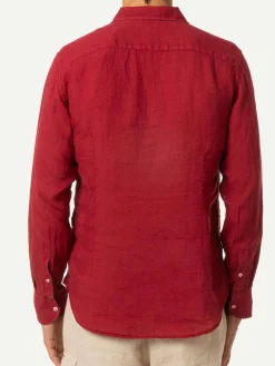 Camicia da uomo Pamplona in lino bordeaux