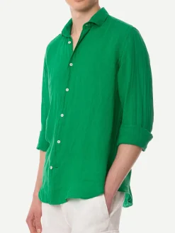 Camicia da uomo Pamplona in lino verde