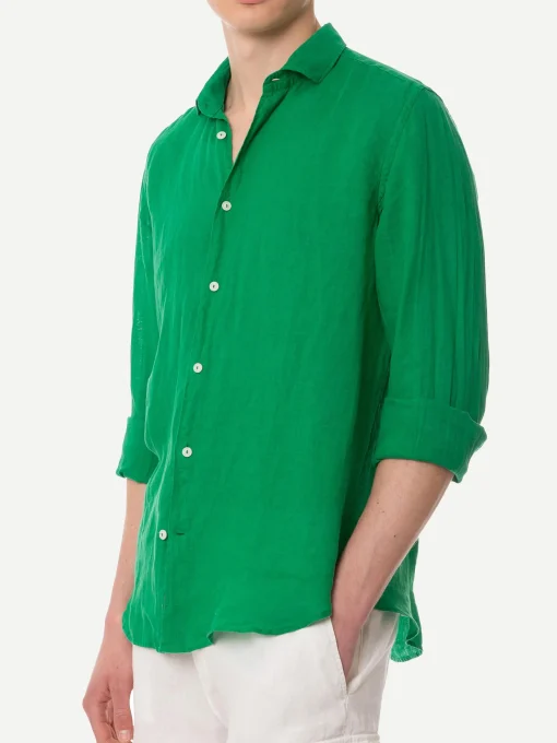 Camicia da uomo Pamplona in lino verde