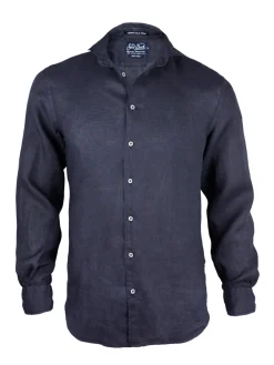 Camicia da uomo Pamplona in lino blu navy