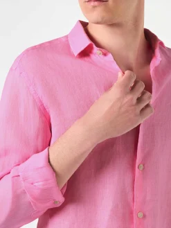 Camicia da uomo Pamplona in lino rosa