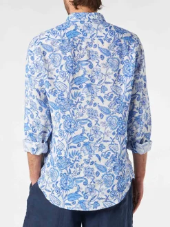 Camicia da uomo Pamplona in lino con stampa fiori