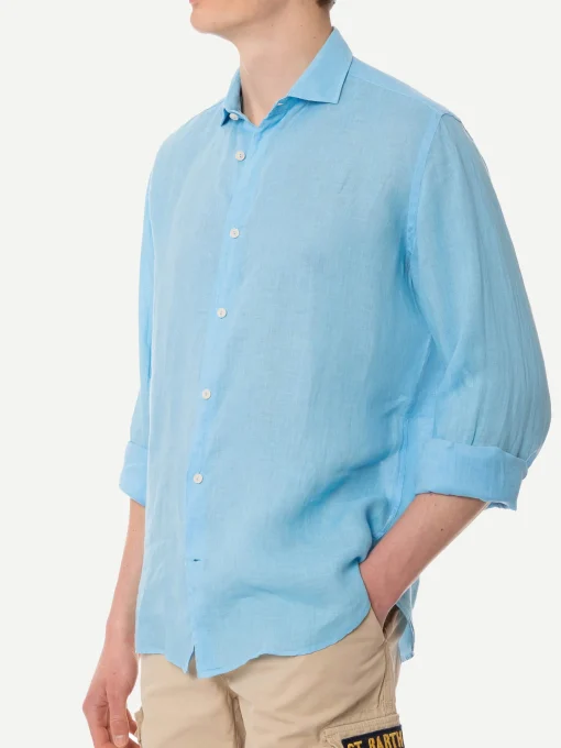 Camicia da uomo Pamplona in lino celeste