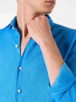 Camicia da uomo Pamplona in lino bluette