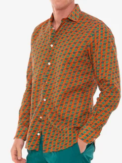 Camicia da uomo Sikelia in mussola di cotone con stampa elefante
