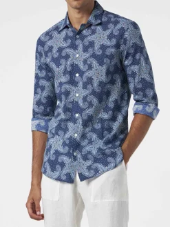Camicia da uomo Sikelia in mussola di cotone con stampa stelle paisley