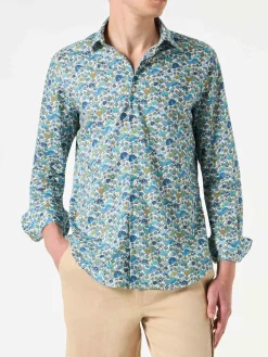 Camicia da uomo Sikelia in mussola di cotone con stampa funghi | EDIZIONE SPECIALE LIBERTY