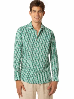 Camicia da uomo Sikelia in mussola di cotone con stampa elefante