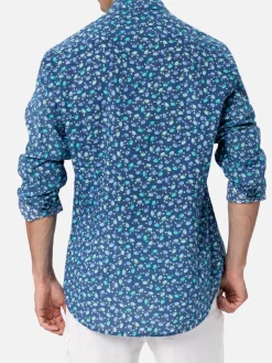 Camicia da uomo Sikelia in mussola di cotone con stampa granchi