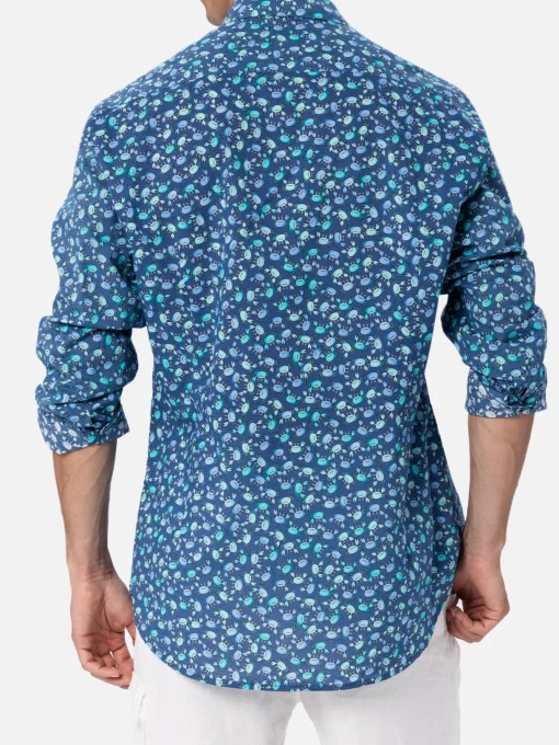 Camicia da uomo Sikelia in mussola di cotone con stampa granchi
