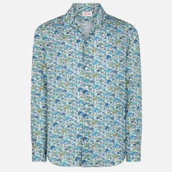 Camicia da uomo Sikelia in mussola di cotone con stampa funghi | EDIZIONE SPECIALE LIBERTY
