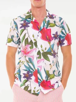 Camicia da uomo stampa tropicale