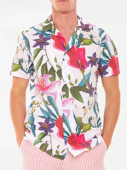 Camicia da uomo stampa tropicale