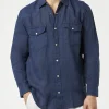 Camicia in lino denim scuro