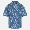 Camicia in mussola di cotone Blue Boy Sharouk con stampa squalo