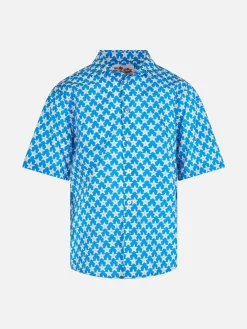 Camicia in mussola di cotone Blue Boy Sharouk con stampa di stelle marine