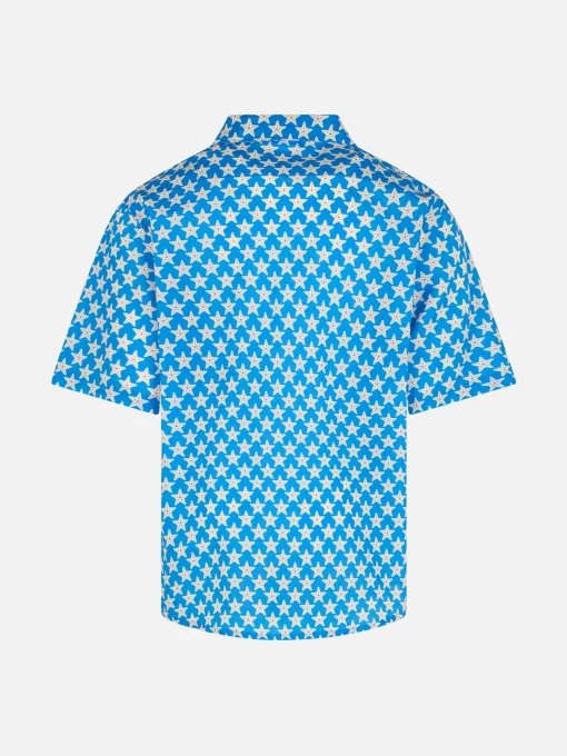Camicia in mussola di cotone Blue Boy Sharouk con stampa di stelle marine