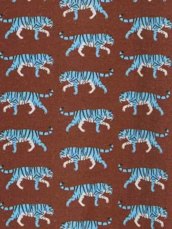 Camicia in mussola di cotone marrone da bambino Sharouk con stampa tigre