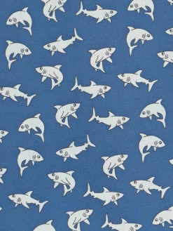 Camicia in mussola di cotone Blue Boy Sharouk con stampa squalo