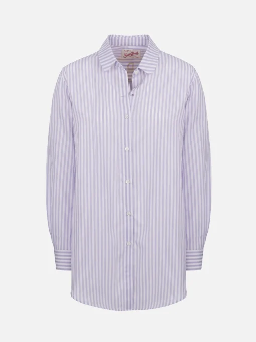 Camicia over da donna Brigitte in cotone stampa righe