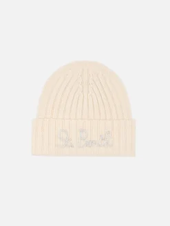 Cappello bianco da bambina Wengen con ricamo lurex St. Barth