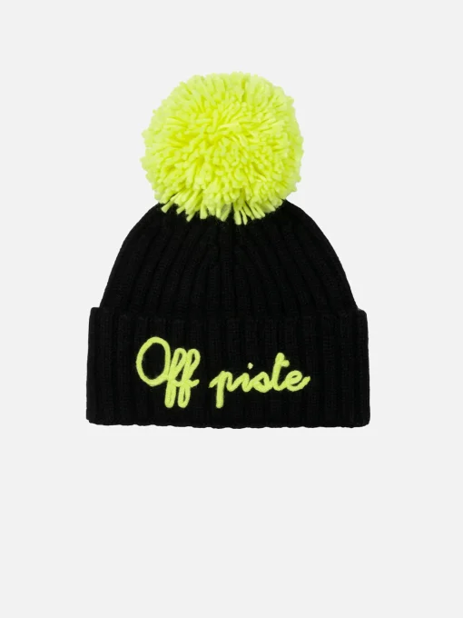 Cappello blu da bambino Wengen con pompon e ricamo Off Piste