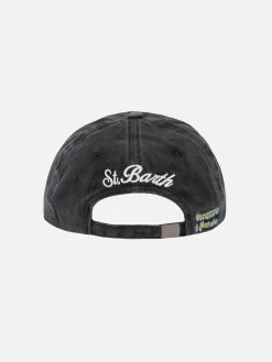 Cappello da baseball ricamato in denim Davis con ricamo Sole, whisky e sei in pole position | VACANZE DI NATALE EDIZIONE SPECIALE