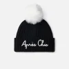 Cappello da donna a coste nero Wengen con ricamo Apres Chic