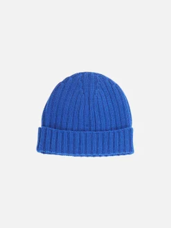 Cappello da donna bluette con ricamo bianco