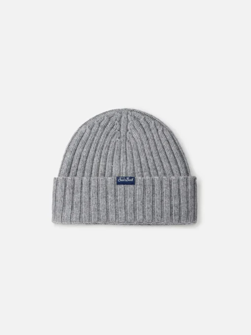 Cappello da donna grigio a coste Wengen con ricamo Courma