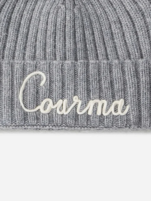 Cappello da donna grigio a coste Wengen con ricamo Courma