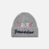 Cappello da uomo grigio melange a coste Wengen con ricamo All you need is Bombardino | INSULTI LUMINOSI SPECIAL EDITION