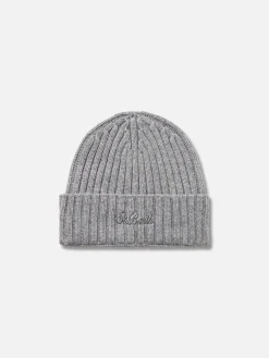 Cappello da uomo in cashmere a coste grigio melange Wengen