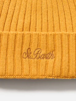 Cappello da uomo in cashmere a coste color senape Wengen