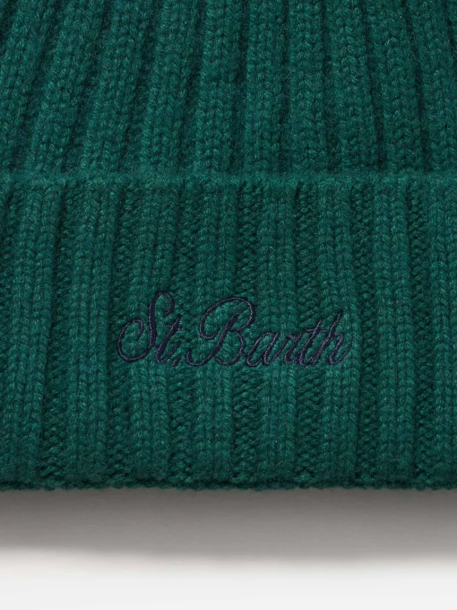 Cappello da uomo in cashmere a coste verde britannico Wengen