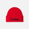 Cappello da uomo rosso a coste Wengen con ricamo Cortina