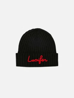 Cappello in misto cashmere con ricamo Lucifer