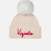 Cappello rosa da bambina Wengen con pompon e ricamo Viziata