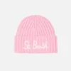 Cappello rosa da bambina Wengen con ricamo St. Barth