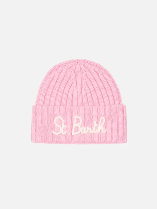 Cappello rosa da bambina Wengen con ricamo St. Barth