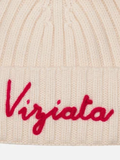 Cappello rosa da bambina Wengen con pompon e ricamo Viziata
