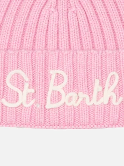 Cappello rosa da bambina Wengen con ricamo St. Barth
