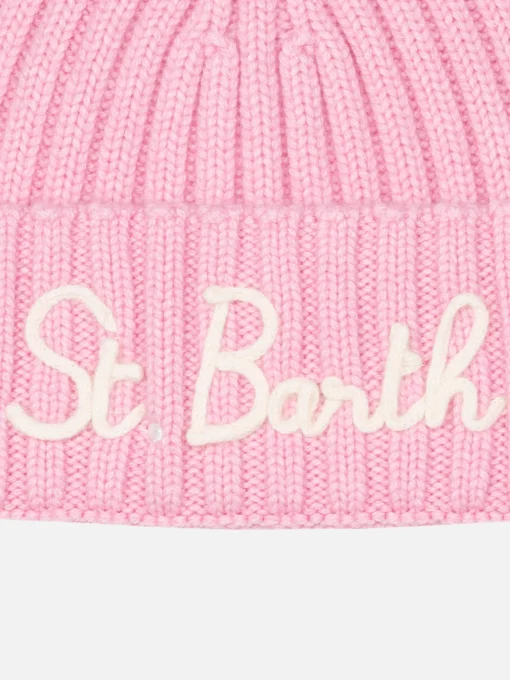 Cappello rosa da bambina Wengen con ricamo St. Barth