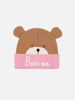 Cappello rosa e marrone Zaya da bambina a forma di orso