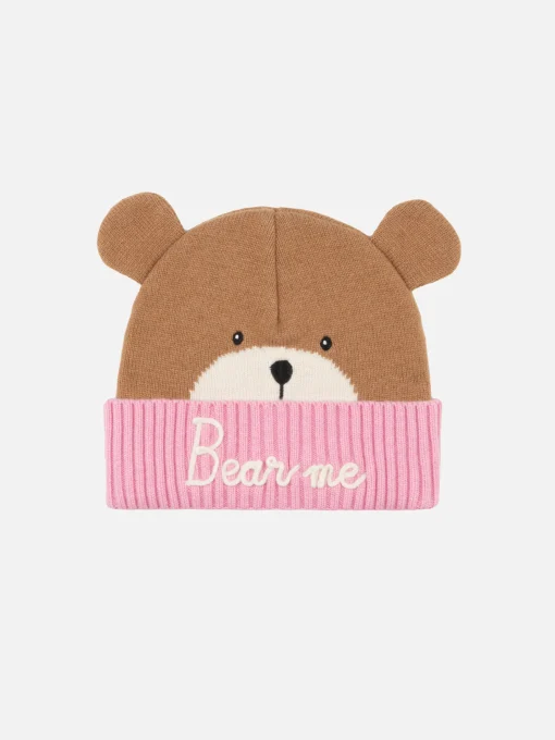 Cappello rosa e marrone Zaya da bambina a forma di orso